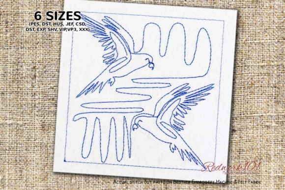 Pair of Beautiful Parakeet Redwork – Seasonal Review